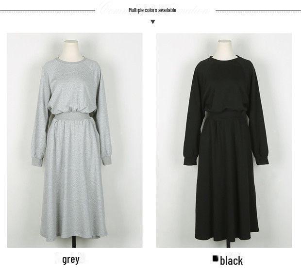 Платье свободного кроя с длинными рукавами в корейском стиле для женщин - коллекция осень/зима