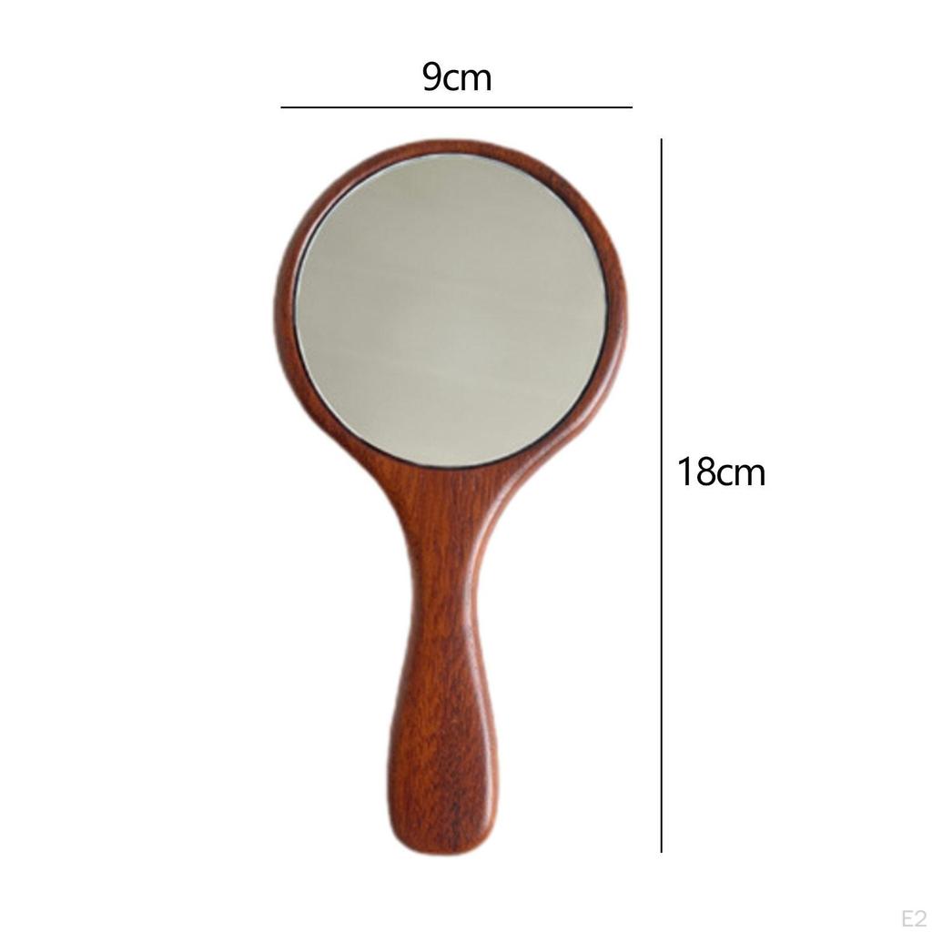 Cosmetic Mirror Handheld Wooden Single Side Retro Decorative Salon Hairdresser Plain