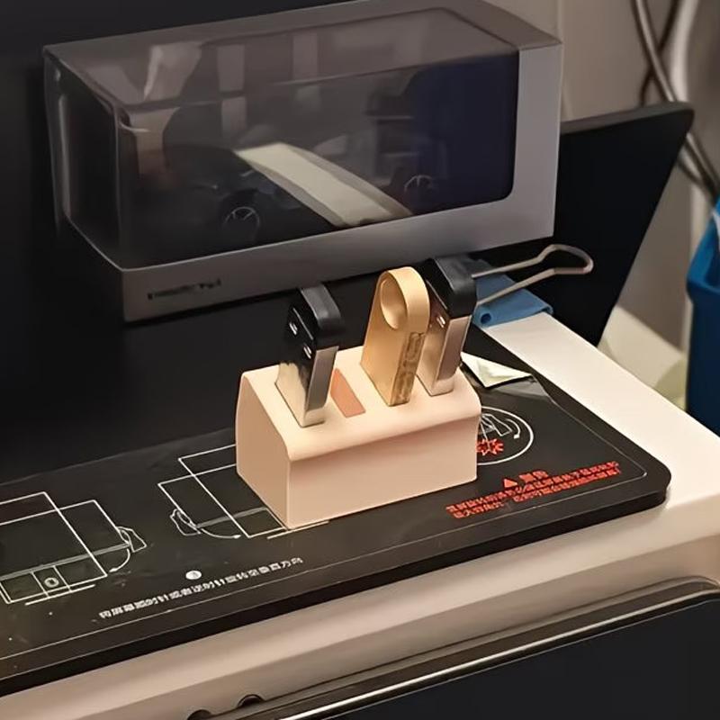 Коробка для хранения USB-накопителей, Настольный органайзер - Органайзер на 4 слота для флеш-накопителей, Подходит для компьютерных столов, Офисных принадлежностей