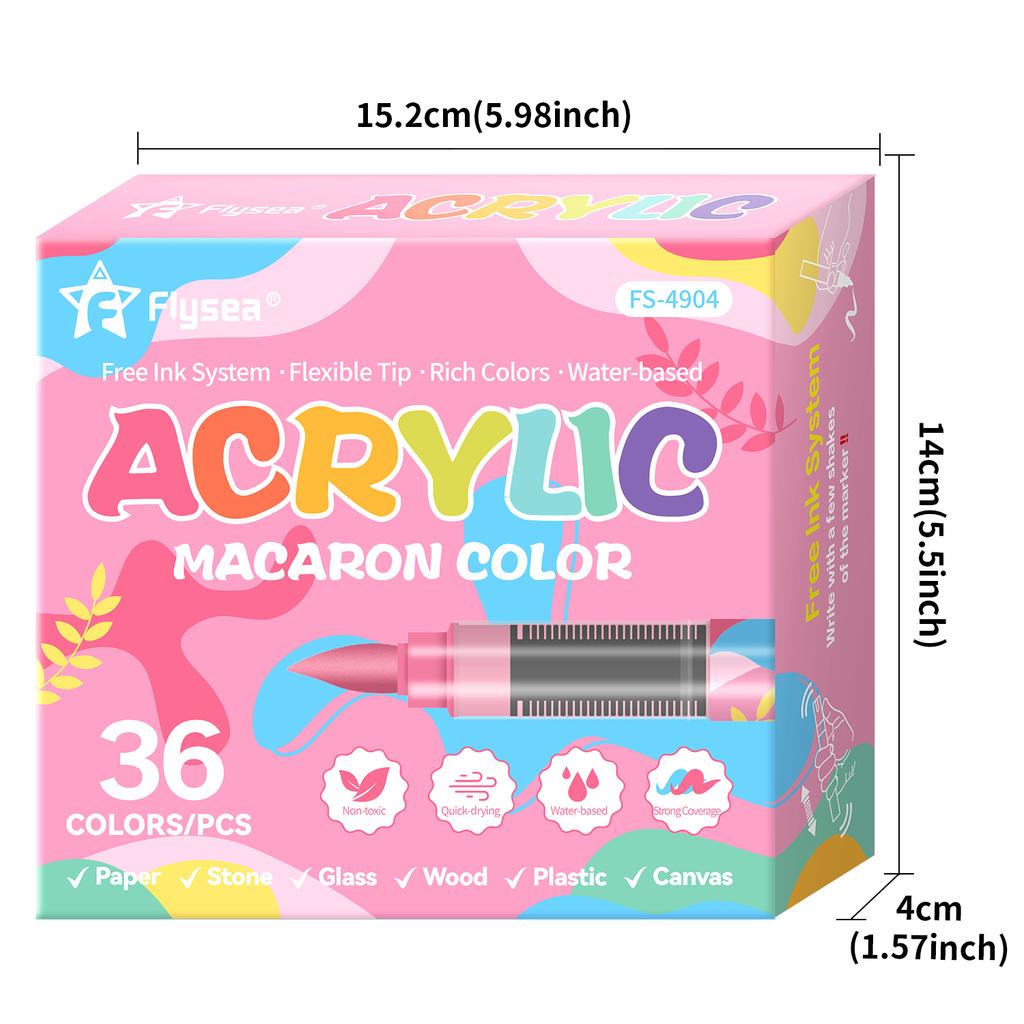 24/36 Colors Acrylic Paint Markers, Soft Tip Markers, Perfect for Paper, Wood, Rock, Glass, and More, Includes Macaron