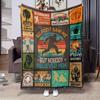 Bigfoot Retro Patchwork Throw Blanket Soft Flannel Warm Blanket Vintage Poster Print Sofa Bed Camping Home Decor Gift
