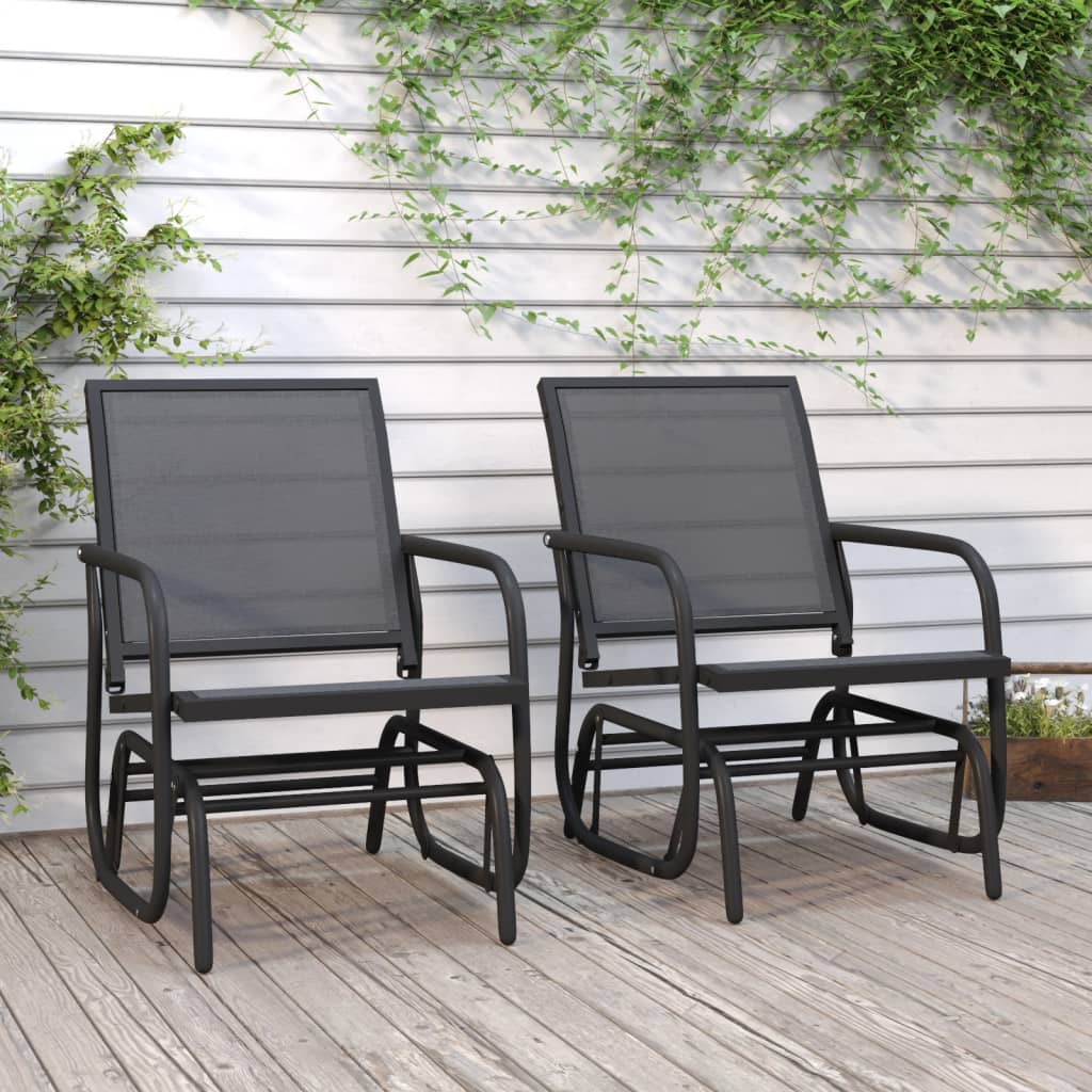 Garden Swing Chairs 2 pcs Black 61 x 76 x 87 cm Textilene & Steel