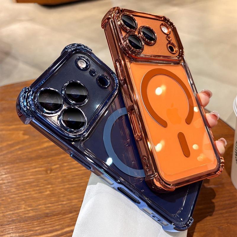 Прозрачный противоударный чехол для Magsafe для iPhone 17 Pro Max Air 11 12 13 14 15 16 Plus, покрытие, прозрачный, мягкий, противоударный чехол