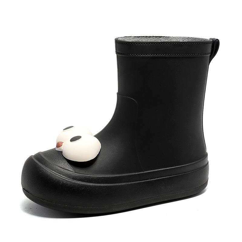 Стильные и симпатичные женские резиновые сапоги средней высоты, резиновые сапоги с рисунком, резиновые сапоги средней высоты, теплые и водонепроницаемые ботинки для взрослых, всесезонная рабочая обувь