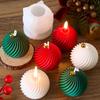 Rotate Ball Silicone Candle Mold DIY Handmade Diagonal Stripes Aromath Soap Plaster Resin Craft Molds Christmas Souvenirs Winter