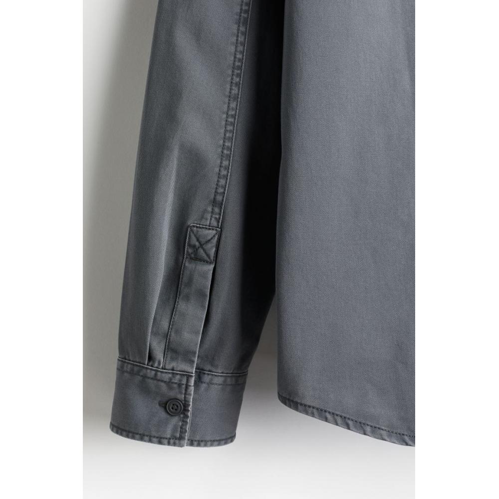 H M Твиловая рубашка оверсайз Стандартный крой Темно-серый