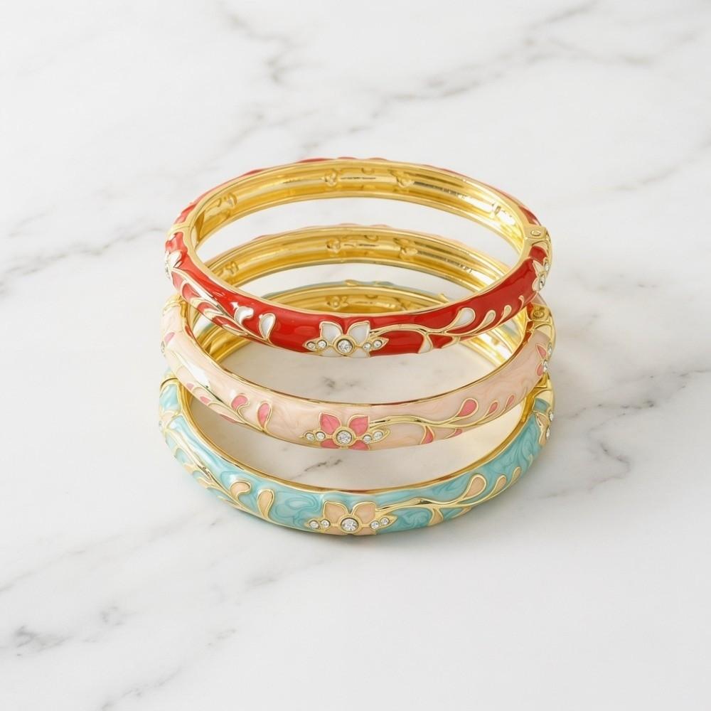 Traditional Chinese Flower Bangle Butterfly Floral Women's Hand Bracelet Gifts for Women Girl