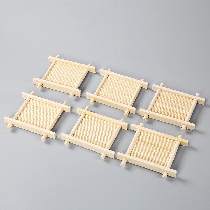 Бамбуковый коврик для чашки, чайный столик, салфетки, подставка для ресторанов, дома, кухни, гостиной, натуральный ретро-декор, аксессуары