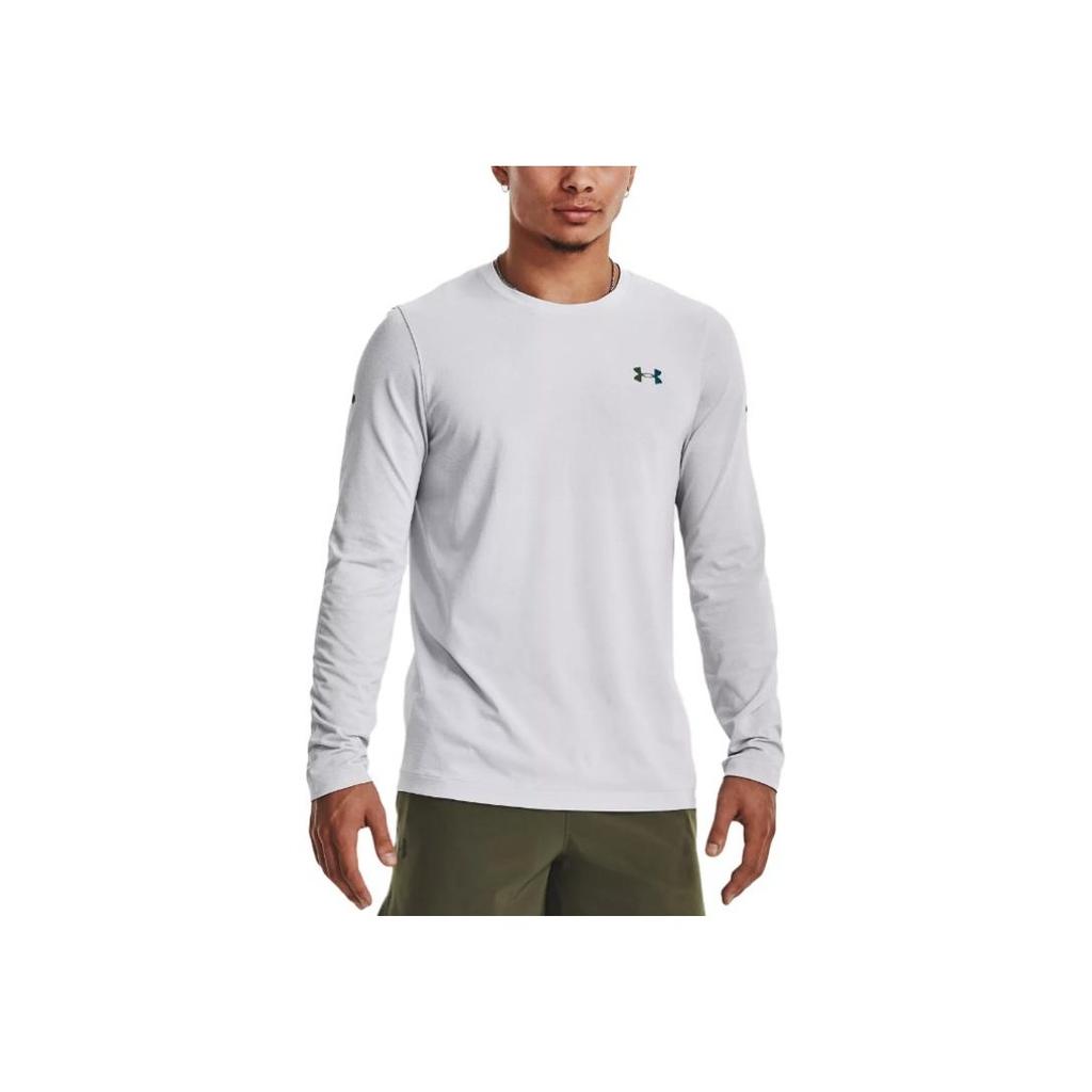 Under Armour Футболка с длинным рукавом Rush Solid Color Logo Print Vintage для мужчин, белая 1379282-100