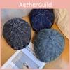 Retro Denim Beret Hat Short Brim Duckbill Cap For Women Casual Street Wear