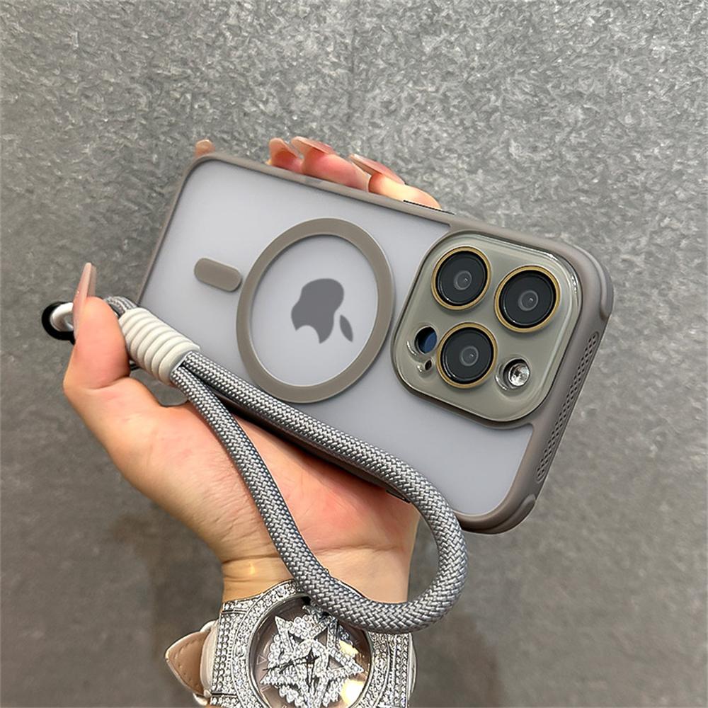 Ремешок на запястье Для Magsafe Магнитный Чехол для беспроводной зарядки Для iPhone 17 16 12 13 14 15 Pro Max Plus Рассеивающий тепло Рамка Чехол