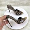 Сексуальные леопардовые кожаные туфли-слайды для женщин с открытым носком, туфли-лодочки с леопардовым принтом, сексуальные женские летние босоножки для вечеринок 33-45