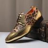 Fashion Luxury Brand New Men Golden Silver Men's Shoes Leopard Print Casual Shoes Mens Oxfords Business Wedding Formal Brogues Shoes