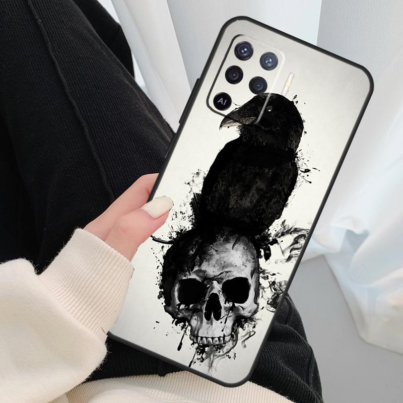 Raven Skull Case For Oppo A40 A60 A80 A5 Pro A15 A16 A17 A57 A77 A94 A74 A54 A76 A96 A18 A38 A58 A78 A98