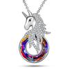 Мода Индивидуальность Единорог Красочный Кристалл Красочное Кольцо Женское Ожерелье