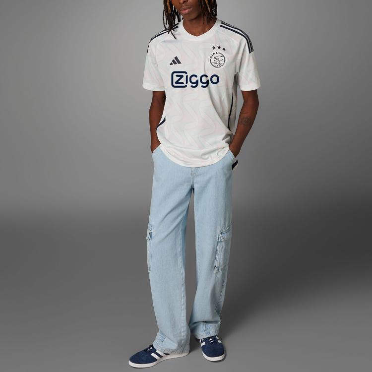 Adidas Ajax Amsterdam 23/24 Away Kit Graphic Print Short Sleeve Jersey Men Sportswear Bright-White HZ7717