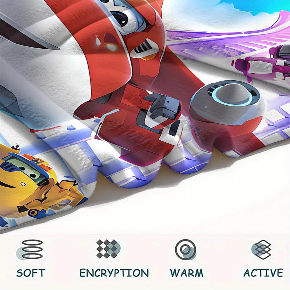 1 шт. Фланелевое одеяло с принтом Super Wings, Высококачественное, Удобное для всех сезонов, Декор для дома, Тепло и уют, Идеально для рождественских подарков