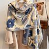 Women's Winter Scarf Ink Painting Scarf  High End Imitation Cashmere Lady's Knitted Shawl To Keep Warm In Air Conditioned Rooms In Summer