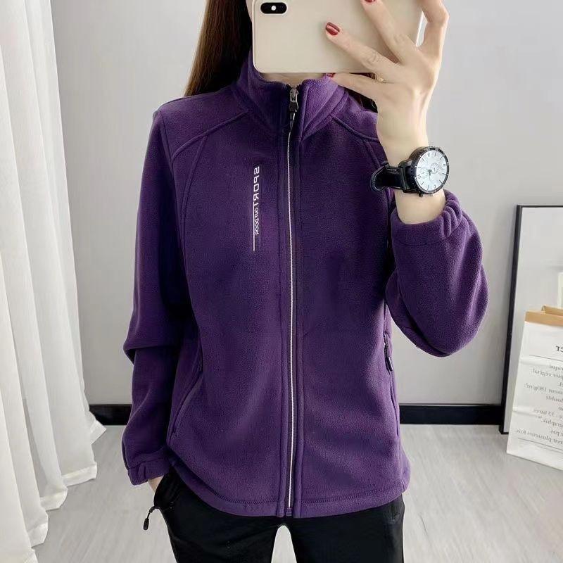 Jacket Fleece Women's Casual Fleece Stand-up Collar Thickened Cardigan Sports Outdoor Warm Sweater