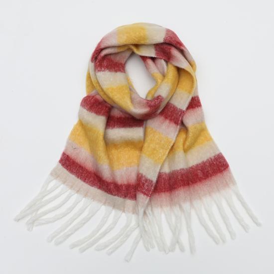 Women Plaid Scarf Winter Pashmina Shawls Cashmere Thick Wraps Lady Tassel Warm Scarves Rainbow Hairy Bufanda EMA