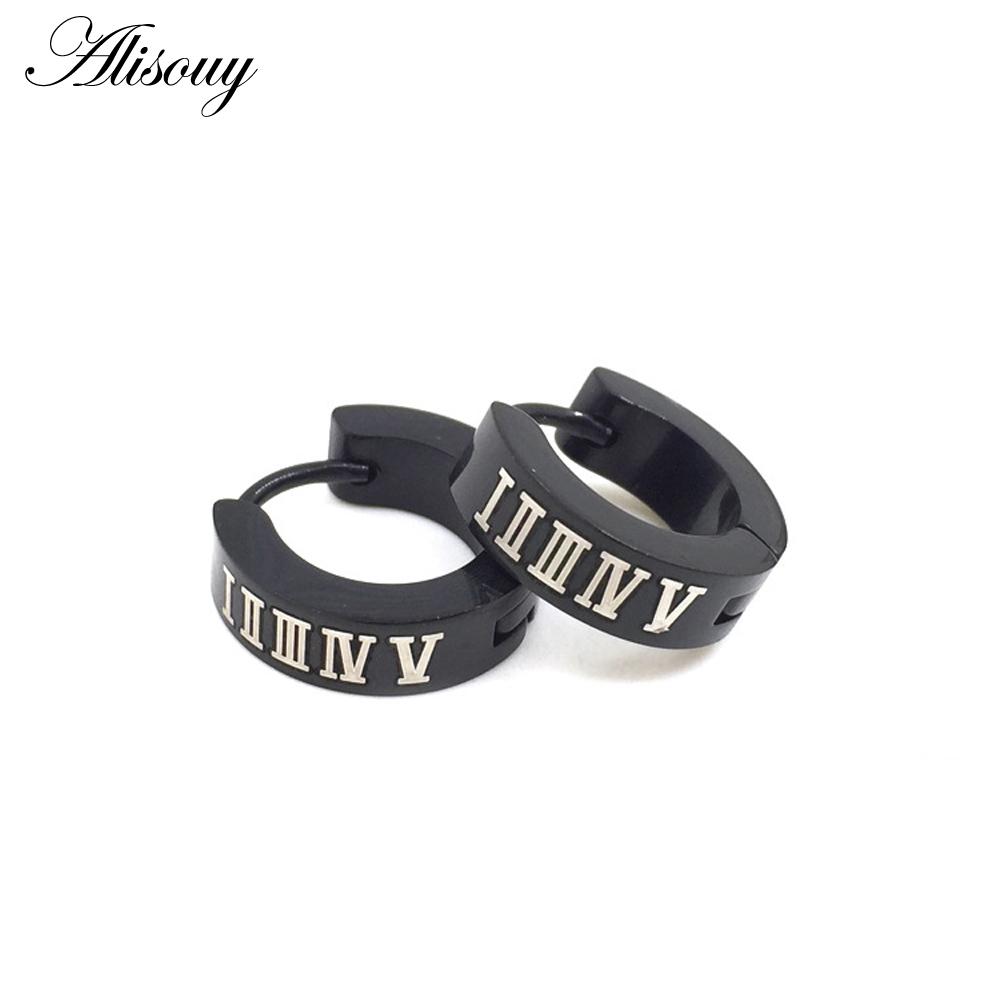 Alisouy, милые серьги-кольца для мужчин и женщин, маленькие серьги Huggie из нержавеющей стали с сердцем дракона, черепом, звездой и крестом, римскими цифрами