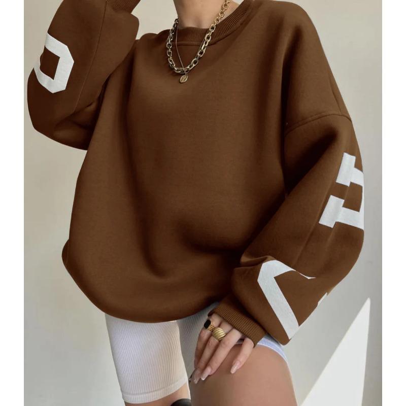 Женские свободные свитера-свитшоты в стиле гранж с принтом букв на спине, повседневные утолщенные топы с длинным рукавом, осенняя уличная одежда