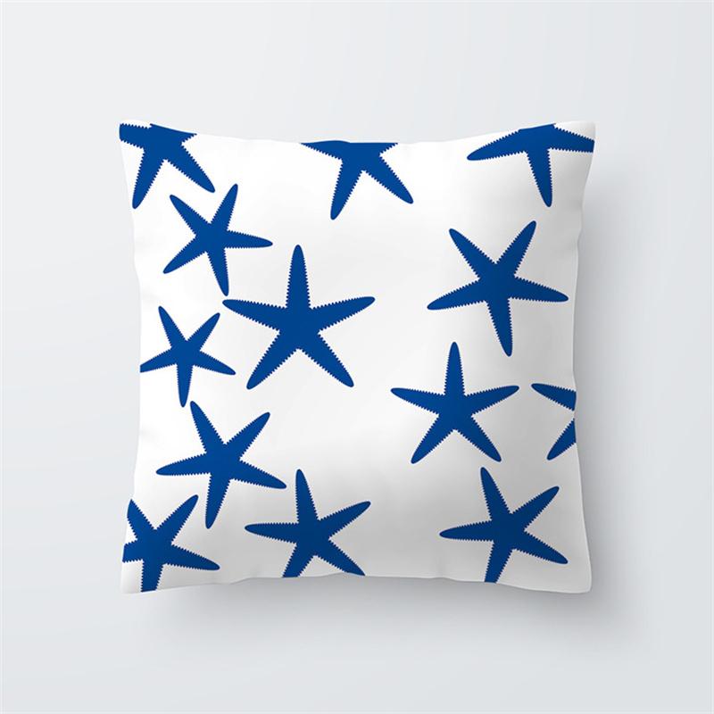 Синий океан морская звезда био принт узор наволочка для дома гостиная диван украшения квадратная подушка наволочка 45x45 см
