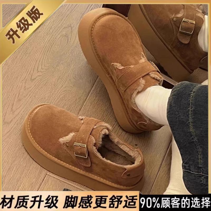 Снежные ботинки на толстой подошве зимние новые бархатные теплые Birkenstocks пушистые ботинки хлопковые ботинки