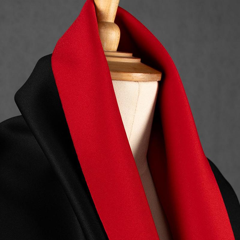 Черно-красная двухцветная хлопковая ткань с двухсторонним воздушным слоем, плотная трикотажная ткань для самостоятельного шитья юбок