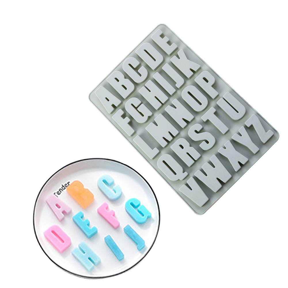1Pcs Silica Gel 26 Capital Letters Cake Mold 26 Hole Letters Chocolate Mold DIY Large Letters Rectangle
