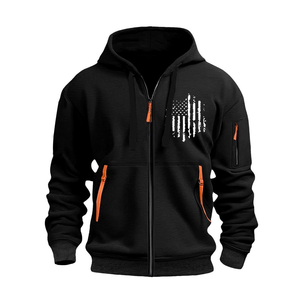 Мужская спортивная повседневная толстовка с капюшоном, кардиган с капюшоном на молнии, многокарманное пальто с капюшоном