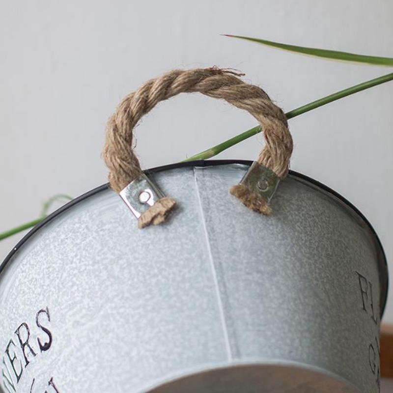 Винтажный оцинкованный металлический цветочный горшок, садовый подвесной балконный горшок с ручкой