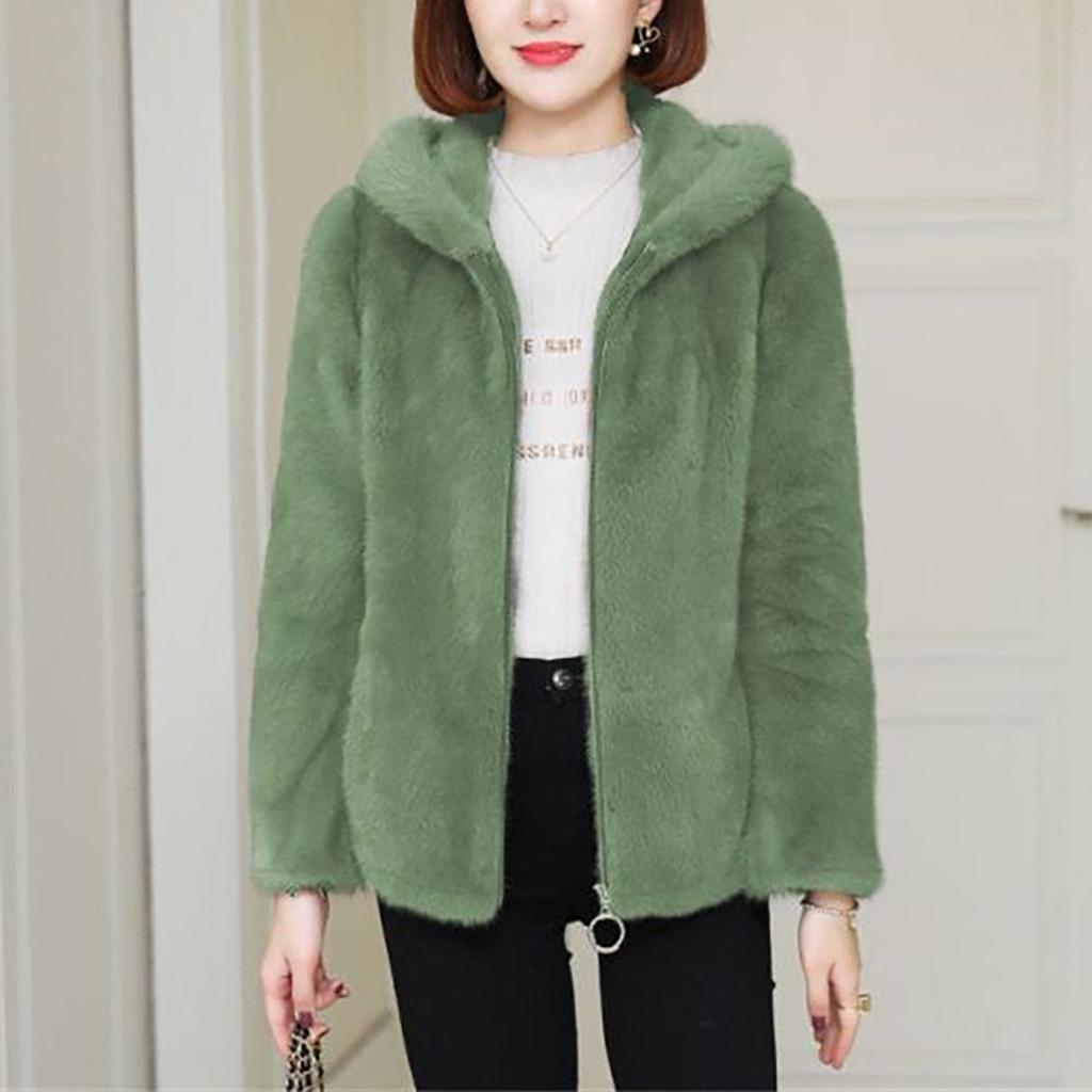 Однотонный женский двусторонний коралловый бархатный свободный теплый свитер с капюшоном, женская куртка на молнии из овечьей шерсти