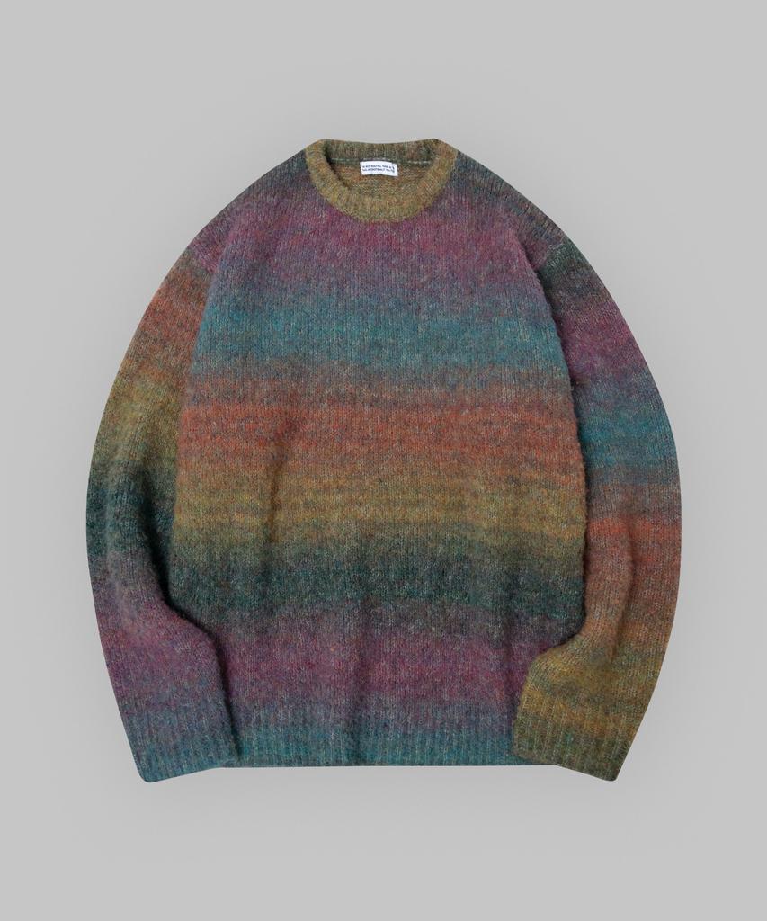 SOME PLACE Gradient Stripe Oversized Round Knit [Gray]