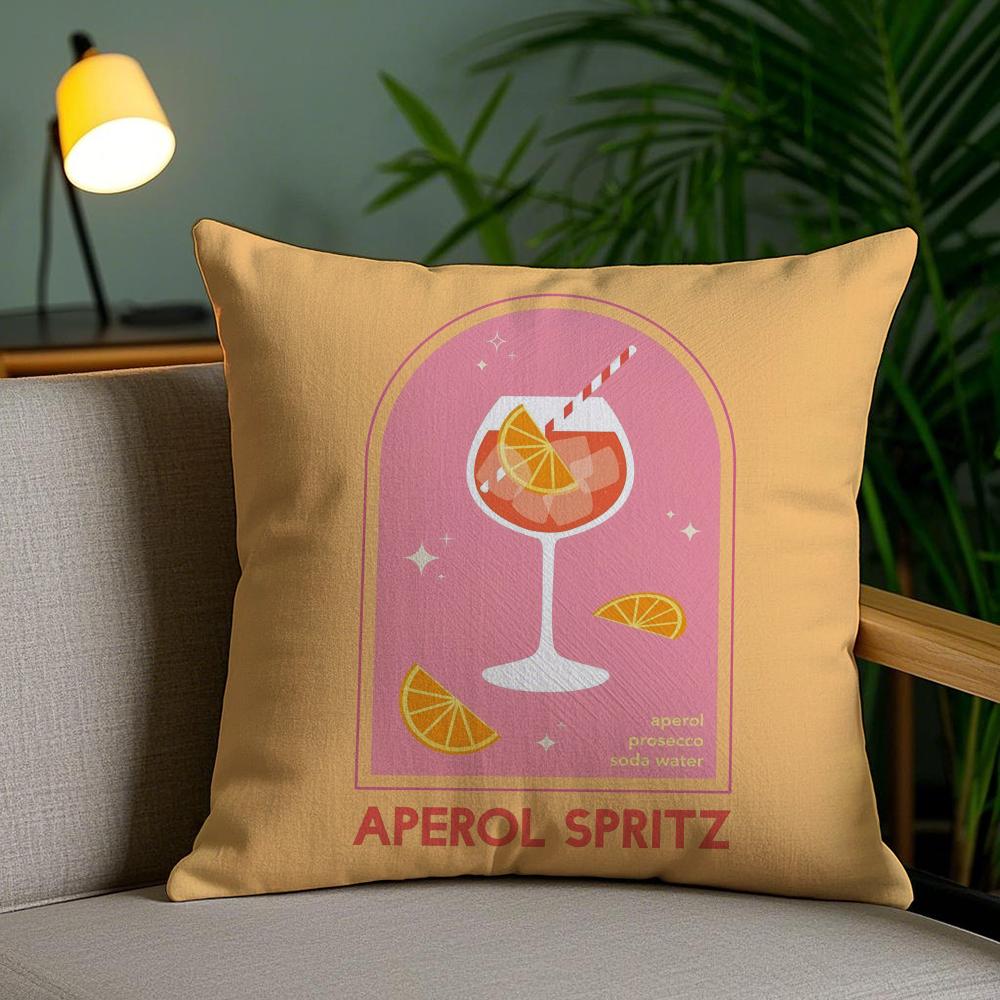 Классический чехол на подушку Aperol Spritz Мягкий короткий плюш Двусторонний принт Декор для дома Машинная стирка Наволочка Подарок