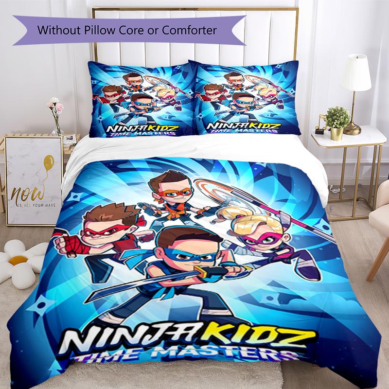 3 шт. Комплект постельного белья Ninja Kidz с застежкой на пододеяльнике, включает 1 пододеяльник и 2 наволочки, мягкий и удобный для всех сезонов.
