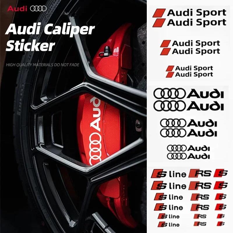 6PCS Car Brake Caliper Sticker Heat Resistant Decal For A Sline RS A3 A4 B8 8P 8V B6 A5 A6 C7 Q5 B9 B7 C6 A1 Q7 Q3 TT S3 S4