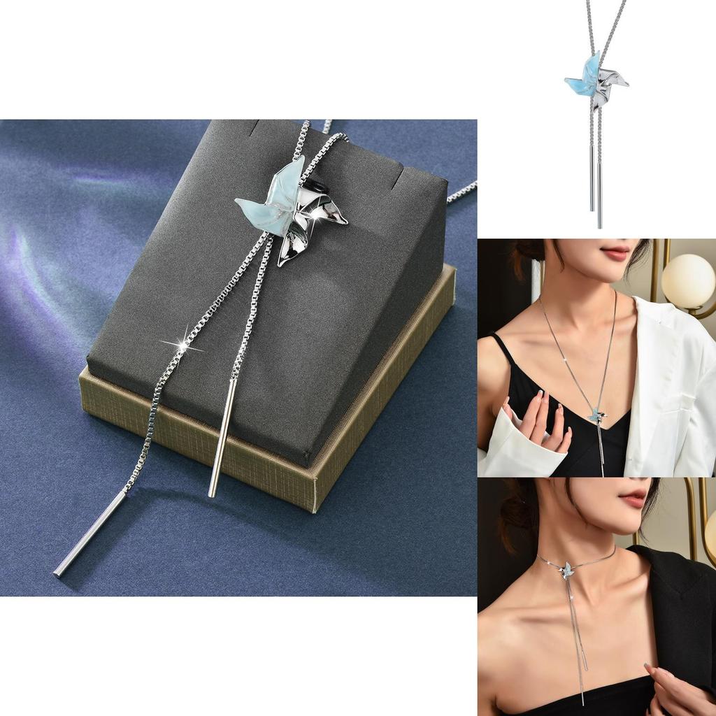Stylish Fall Winter Windmill Sweater Necklace With Premium Gold Plating For Women