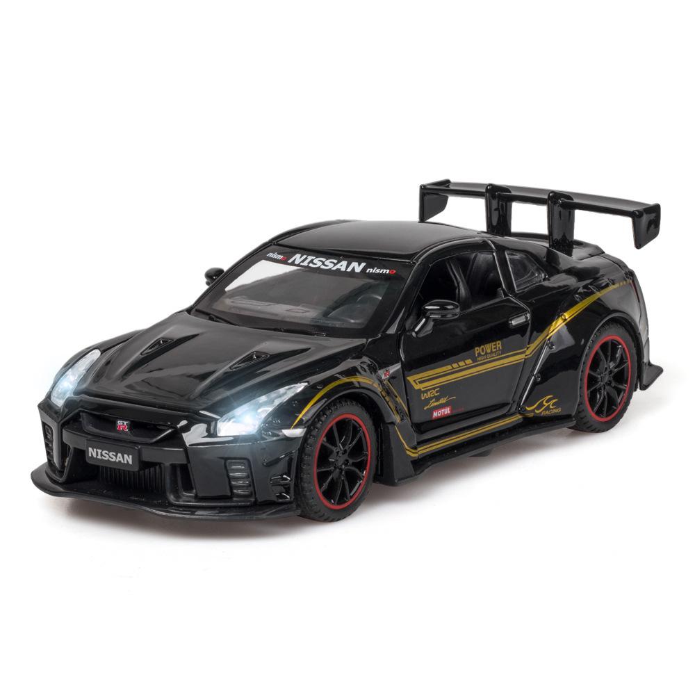 1:32-масштабная модель автомобиля GTR 35, игрушечный автомобиль из цинкового сплава со звуком и светом для детей, мальчиков и девочек