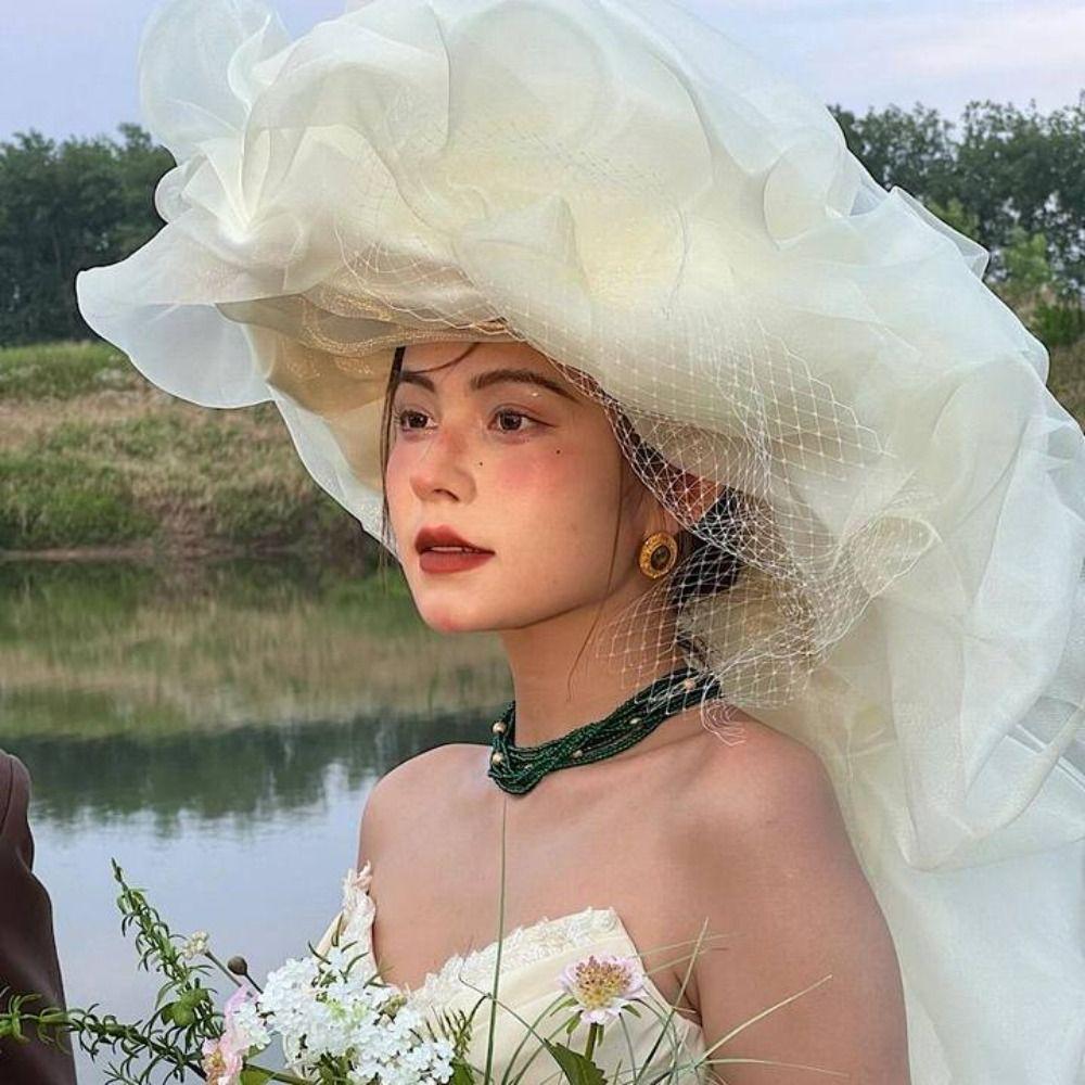 French Style Bridal Hats Plus Size Wedding Headwear Romantic Bride Headdress Hair Accessories