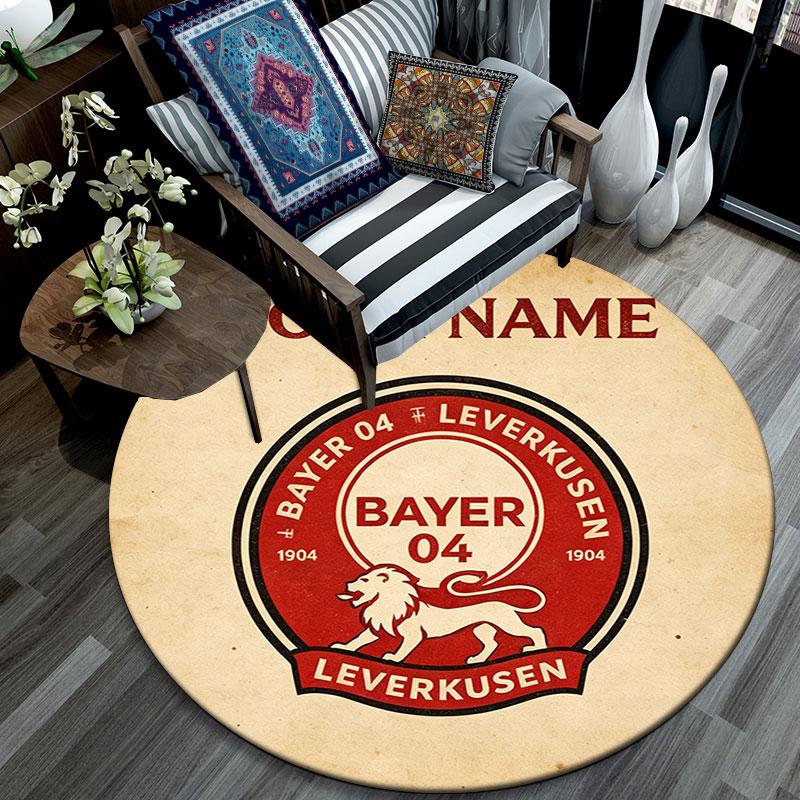 Custom Name,Bayer 04 pattern round rug,Carpet Rug for Living Room Bedroom Playroom ,Non-slip Floor Mat,Holiday Gifts and Birthday Gifts.