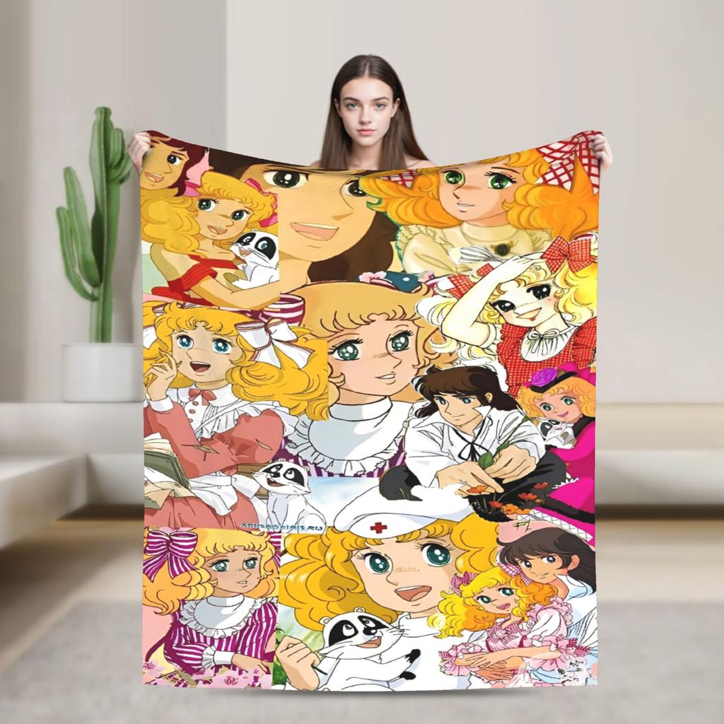 Candy Candy And Terry Anime Blanket Warm Soft Funny Plush Bedding Throws For Couch Bed Travel Flannel Bedspread Bed Cover