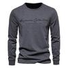 TrendHub 100% Cotton Long Sleeve Men's T-shirt Solid Color Letter Print Casual T Shirts for Men New Spring Tops Tee Men Clothing