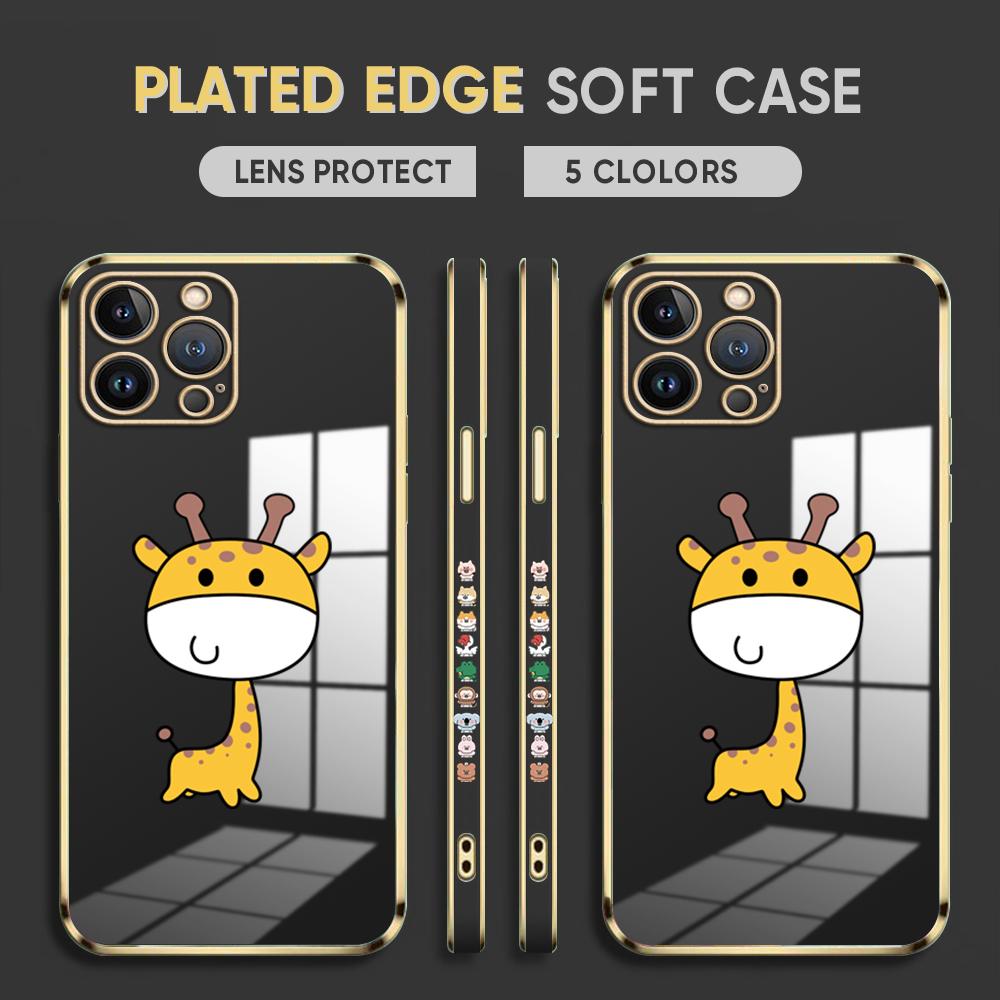 Чехол для телефона с мультяшным жирафом для iPhone 11 13 15 Samsung Galaxy A52 Xiaomi Redmi 12C Note 10 Pro Oneplus Мягкие чехлы для смартфонов