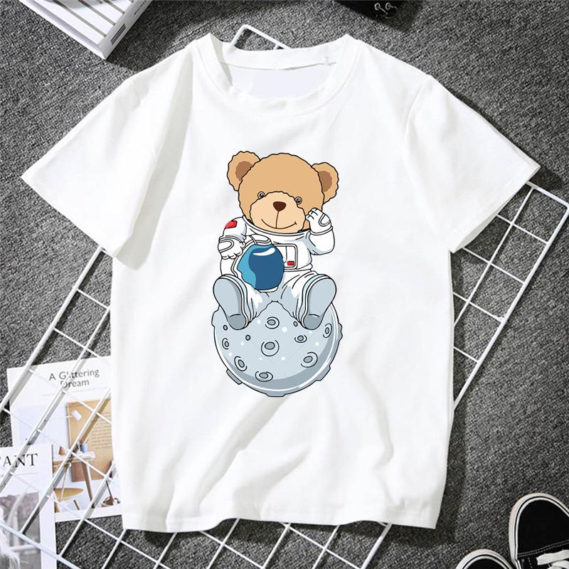 2023 Creative Teddy Robot Print Tshirt Cool Robotic Graphic Streetwear Women Men Casual Oversized Tee Hip Hop Grunge Tee Custom