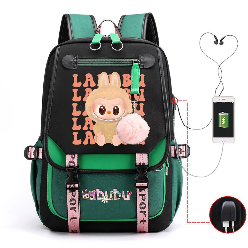 Милый рюкзак с мультяшным принтом LABUBU для учеников средней школы, вместительная школьная сумка в стиле инс