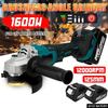 388VF Brushless Cordless Electric Angle Grinder 125mm Rechargeable Grinding Cutting Machine Power Tools for 18V Battery 1600W