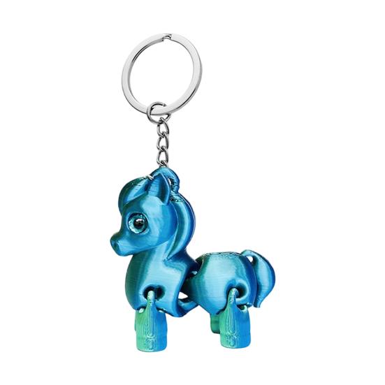 Multi Jointed Horse Keychain Gradient Color 3D Printed Animal Figurine Miniature Horse Pendant Backpack Bag Desk Decoration