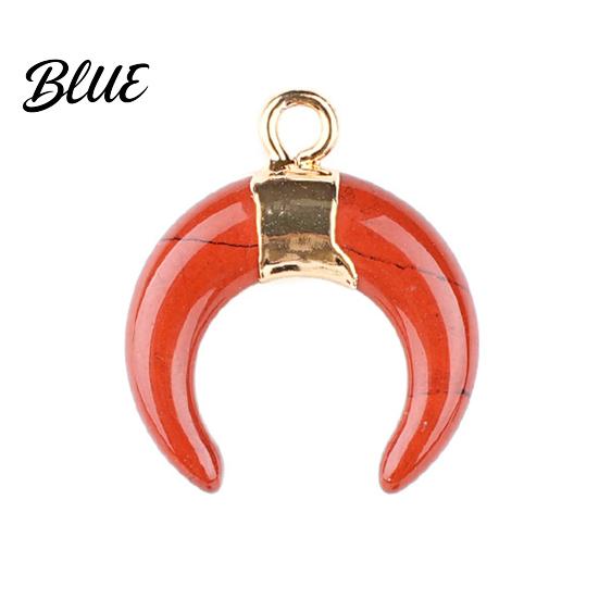 DIY Pendant Charm Gold-Plated Edging Crescent Horn Design Natural Imitation
