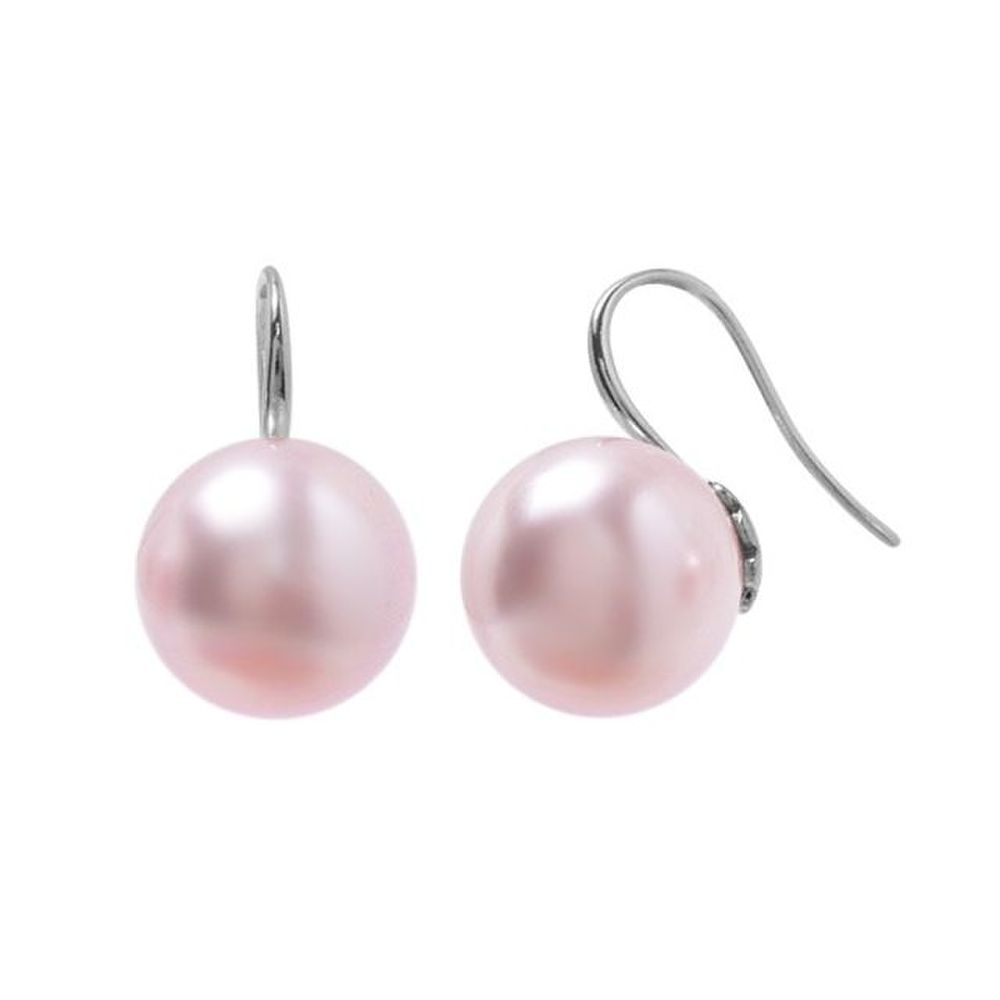 E502 12mm Rosaline Pearl Austrian Hoop Earrings